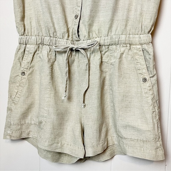 Bella Dahl Utility Romper Large‎ Soft Army sleeveless linen pockets drawstring - Picture 3 of 16